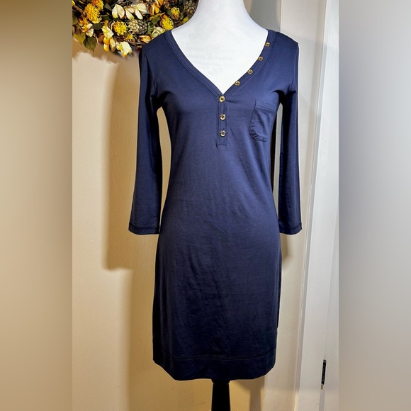 LILLY PULITZER Palmetto Pima Cotton V Neck T Shirt Dress in True Navy NWT Sz XS - Picture 14 of 14